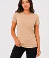 Kadın 3’lü Kısa Kollu Bisiklet Yaka Basic Slim Fit T-Shirt - Pudra Pembe - Mor - Bej