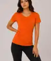 Kadın 3’lü Kısa Kollu Bisiklet Yaka Basic Slim Fit T-Shirt - Turuncu - Bej - Hardal