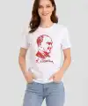 Kadın Atatürk Baskılı Tişört Kısa Kollu Bisiklet Yaka T-Shirt - Beyaz