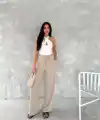 Kadın Ayrobin Oversize Kadın Pantalon - Bej