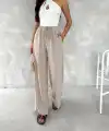 Kadın Ayrobin Oversize Kadın Pantalon - Bej