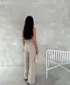 Kadın Ayrobin Oversize Kadın Pantalon - Bej