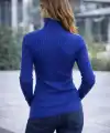 Kadın Balıkçı Yaka Boğazlı Triko Kazak Kalın Fitilli Regular Fit - İndigo