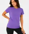 Kadın Basic Bisiklet Yaka Yazlık Slim fit T-Shirt - Mor  & Turuncu