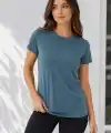 Kadın Basic Bisiklet Yaka Yazlık Slim fit T-Shirt - Pudra Pembe & Petrol Mavi