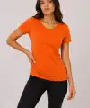 Kadın Basic Bisiklet Yaka Yazlık Slim fit T-Shirt - Pudra Pembe & Turuncu