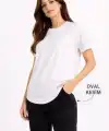 Kadın Basic T-Shirt Kısa Kol Bisiklet Yaka Oval Kesim Tişört - Beyaz