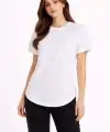 Kadın Basic T-Shirt Kısa Kol Bisiklet Yaka Oval Kesim Tişört - Beyaz