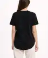 Kadın Basic T-Shirt Kısa Kol Bisiklet Yaka Oval Kesim Tişört - Siyah