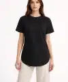 Kadın Basic T-Shirt Kısa Kol Bisiklet Yaka Oval Kesim Tişört - Siyah