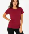 Kadın Basic Tişört Bisiklet Yaka Kısa Kol Günlük Yazlık Slim fit T-Shirt - Bordo