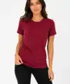 Kadın Basic Tişört Bisiklet Yaka Kısa Kol Günlük Yazlık Slim fit T-Shirt - Bordo