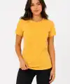 Kadın Basic Tişört Bisiklet Yaka Kısa Kol Günlük Yazlık Slim fit T-Shirt - Sarı