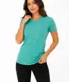 Kadın Basic Tişört Bisiklet Yaka Kısa Kol Günlük Yazlık Slim fit T-Shirt - Su Yeşili