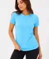 Kadın Basic Tişört Bisiklet Yaka Kısa Kol Günlük Yazlık Slim fit T-Shirt - Turkuaz