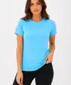 Kadın Basic Tişört Bisiklet Yaka Kısa Kol Günlük Yazlık Slim fit T-Shirt - Turkuaz