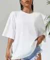 Kadın Baskılı Oversize kısa kol T-Shirt - Beyaz