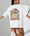 Kadın Baskılı Oversize kısa kol T-Shirt - Beyaz