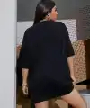 Kadın Baskılı Oversize T-shirt - Siyah