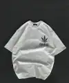 Kadın Baskılı T-Shirt Kısa Kol Bisiklet Yaka Oversize Rahat Kalıp Günlük Tişört   - Beyaz