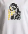 Kadın Baskılı T-Shirt Kısa Kol Bisiklet Yaka Oversize Rahat Kalıp Günlük Tişört - Beyaz