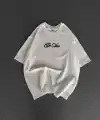 Kadın Baskılı T-Shirt Kısa Kol Bisiklet Yaka Oversize Rahat Kalıp Günlük Tişört - Beyaz