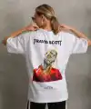 Kadın Baskılı T-Shirt Kısa Kol Bisiklet Yaka Oversize Rahat Kalıp Günlük Tişört - Beyaz