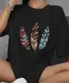 Kadın Baskılı T-Shirt Kısa Kol Bisiklet Yaka Oversize Rahat Kalıp Günlük Tişört   - Siyah
