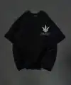 Kadın Baskılı T-Shirt Kısa Kol Bisiklet Yaka Oversize Rahat Kalıp Günlük Tişört   - Siyah