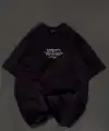 Kadın Baskılı T-Shirt Kısa Kol Bisiklet Yaka Oversize Rahat Kalıp Günlük Tişört   - Siyah