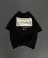 Kadın Baskılı T-Shirt Kısa Kol Bisiklet Yaka Oversize Rahat Kalıp Günlük Tişört - Siyah