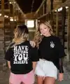 Kadın Baskılı T-Shirt Kısa Kol Bisiklet Yaka Oversize Rahat Kalıp Tişört - Siyah
