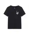 Kadın Baskılı T-Shirt Kısa Kol Bisiklet Yaka Oversize Rahat Kalıp Tişört - Siyah