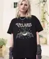Kadın Baskılı T-Shirt Kısa Kol Bisiklet Yaka Oversize Rahat Kalıp Tişört - Siyah