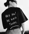 Kadın Baskılı T-Shirt Kısa Kol Bisiklet Yaka Oversize Rahat Kalıp Tişört T-Shirt - Siyah