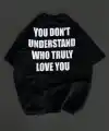 Kadın Baskılı T-Shirt Kısa Kol Bisiklet Yaka Regular Fit Rahat Kalıp Günlük Tişört  - Siyah
