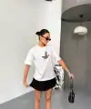 KADIN Baskılı T-Shirt Kısa Kol Bisiklet Yaka Regular Fit Yazlık Tişört - Beyaz