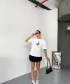 KADIN Baskılı T-Shirt Kısa Kol Bisiklet Yaka Regular Fit Yazlık Tişört - Beyaz