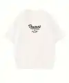 Kadın Baskılı Tişört Bisiklet yaka yazlık Kısa Kol oversize t-shirt - Beyaz