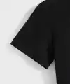 Kadın Baskılı Tişört Kısa Kol Bisiklet Yaka T-shirt - Siyah