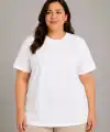 Kadın Battal Big Size Basic Tişört Bisiklet Yaka Rahat Kalıp T-Shirt - Beyaz