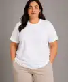 Kadın Battal Big Size Basic Tişört Bisiklet Yaka Rahat Kalıp T-Shirt - Beyaz