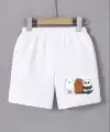 Kadın Beli Lastikli Baskılı Mini Şort - Beyaz