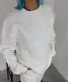 Kadın Bisiklet Yaka 3 İplik Pamuklu Basic SweatShirt - Beyaz
