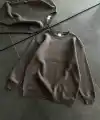 Kadın Bisiklet Yaka 3 İplik Pamuklu Basic SweatShirt - Füme