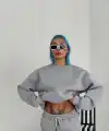 Kadın Bisiklet Yaka 3 İplik Pamuklu Basic SweatShirt - Gri