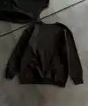 Kadın Bisiklet Yaka 3 İplik Pamuklu Basic SweatShirt - Siyah