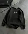 Kadın Bisiklet Yaka 3 İplik pamuklu Baskılı Oversize SweatShirt - Siyah