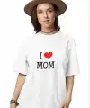 kadın Bisiklet Yaka Baskılı Oversize Kısa kol  T-Shirt - Beyaz