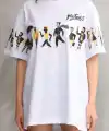 kadın Bisiklet Yaka Baskılı Oversize T-Shirt - Beyaz